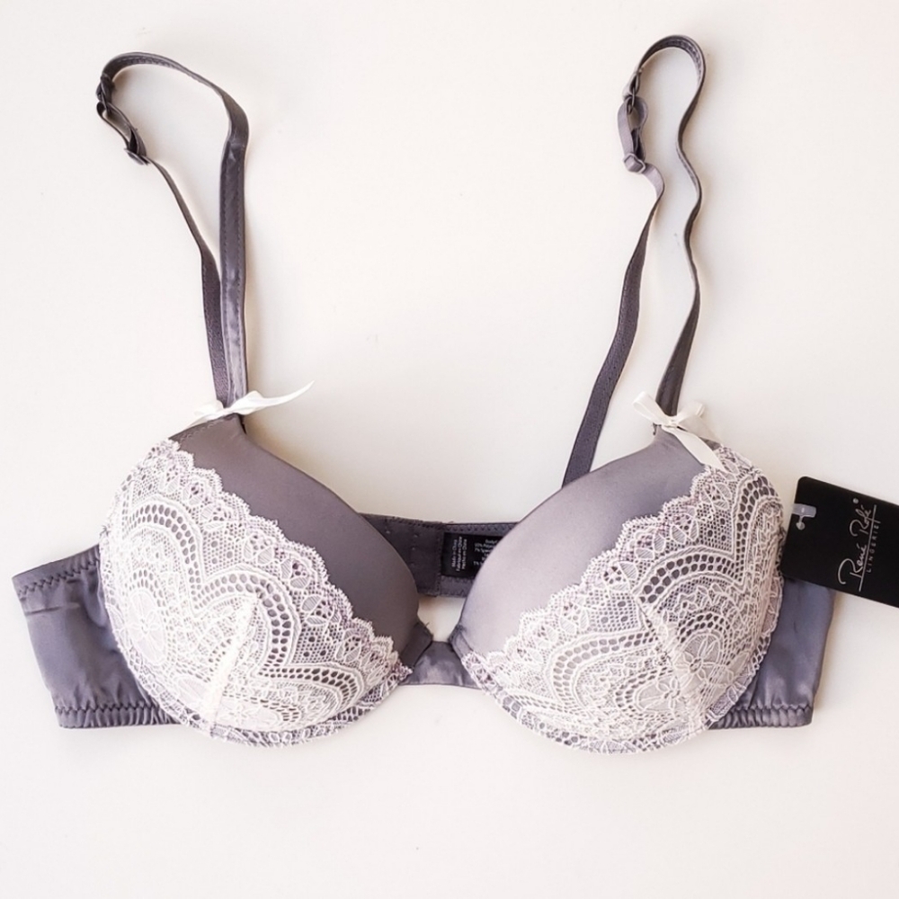 Satin and lace full cup bra